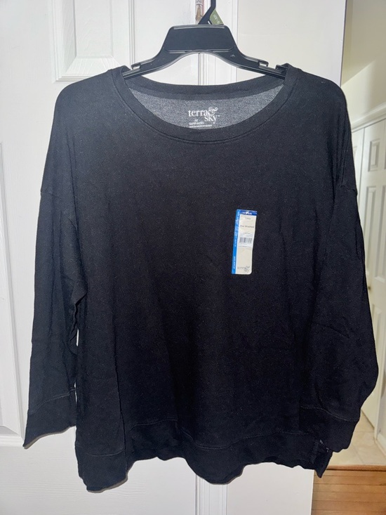 Terra & Sky Tops - Terra & Sky Plus 2X 20W-22W Black Cozy Pre-Washed Sweatshirt French Terry NWT
